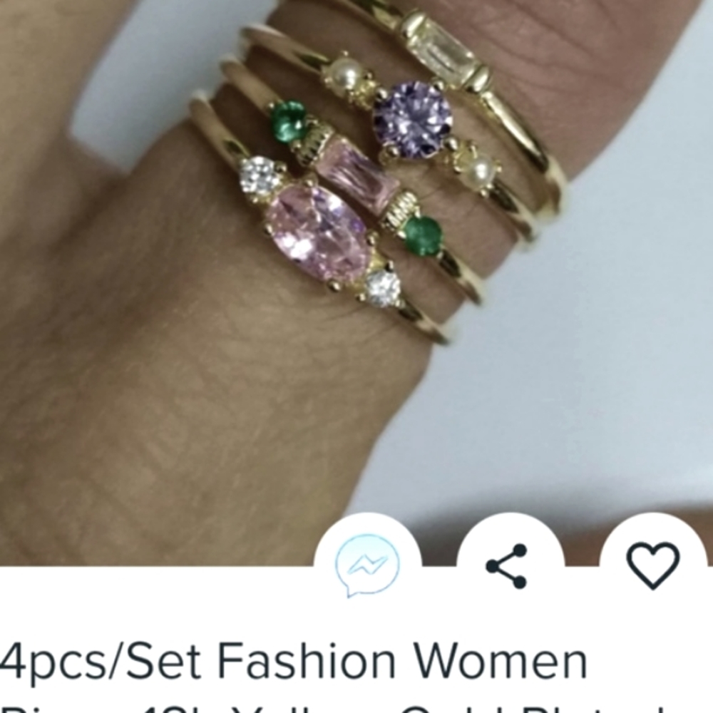 NWT 4 PC  FASHION STACK RING SET
